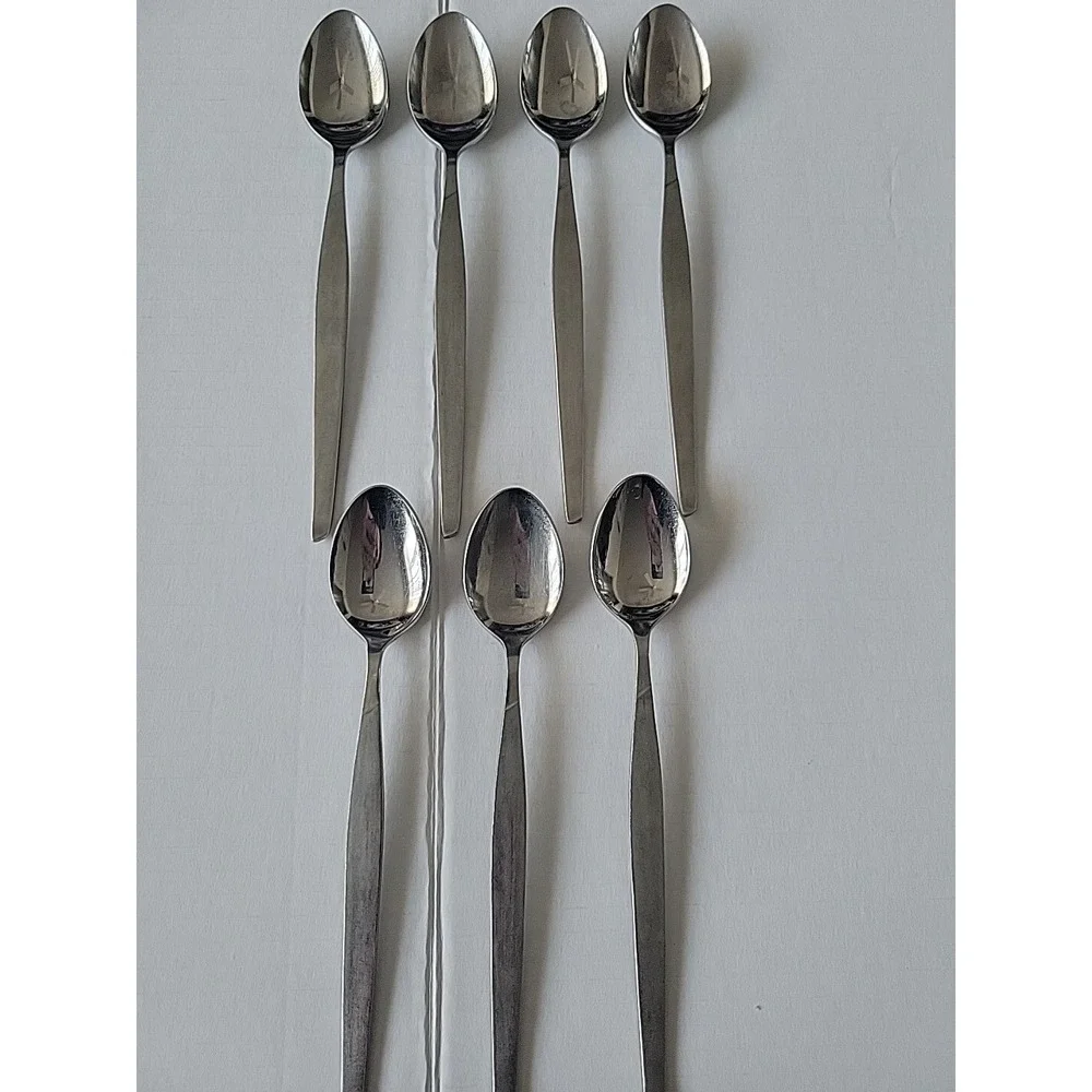 N.S. Co. National Stainless Challet Japan 7 Ice Tea Spoons
